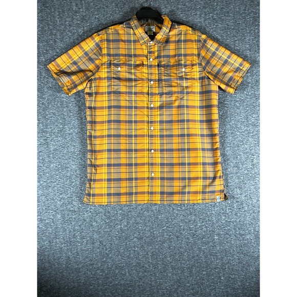 L.L. Bean Other - LL Bean Mens XL Tall Plaid Short Sleeve Button Down Shirt Orange Yellow 513666